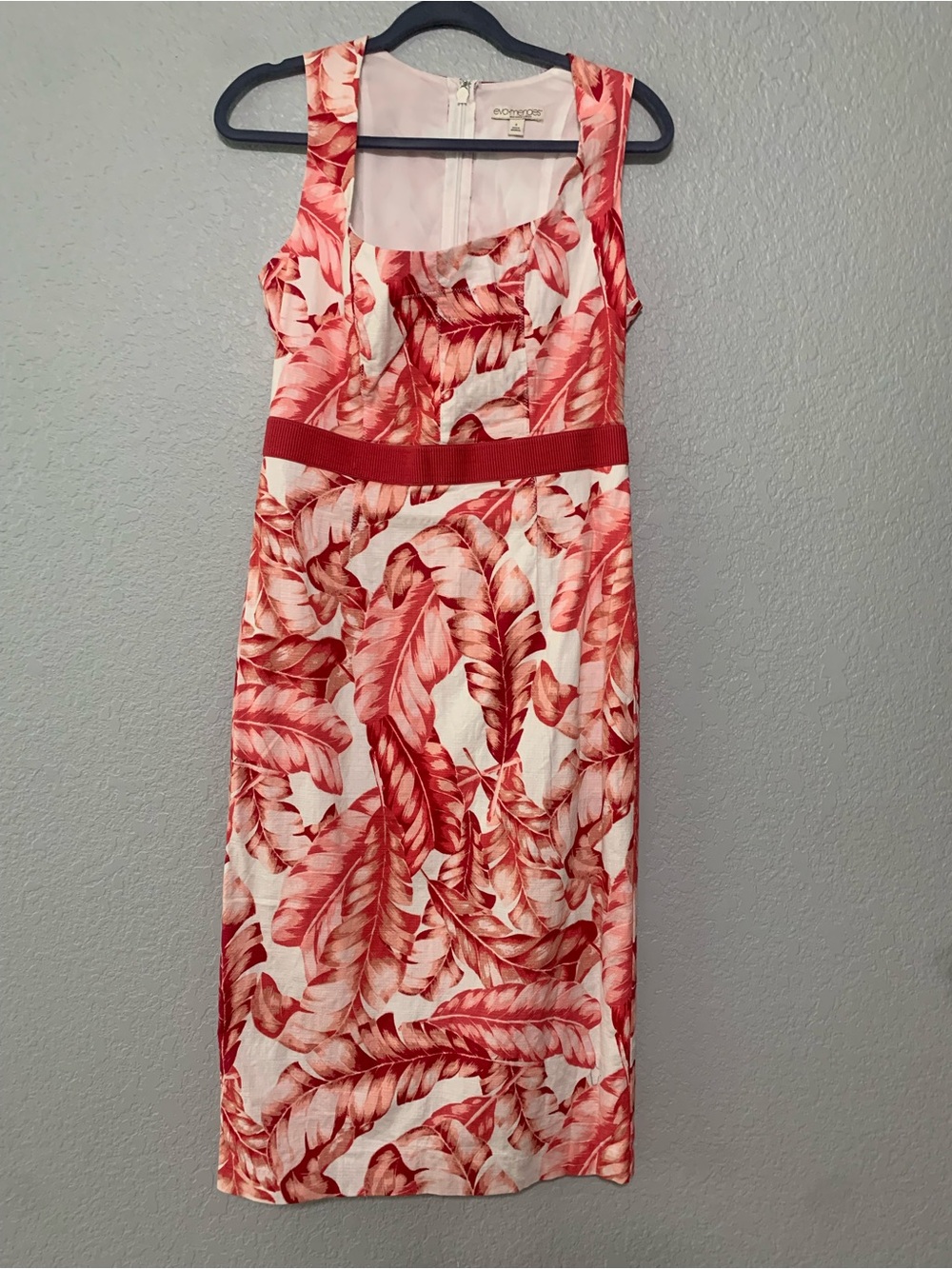 eva mendes for New York & Company Red & White Printed Midi Dress